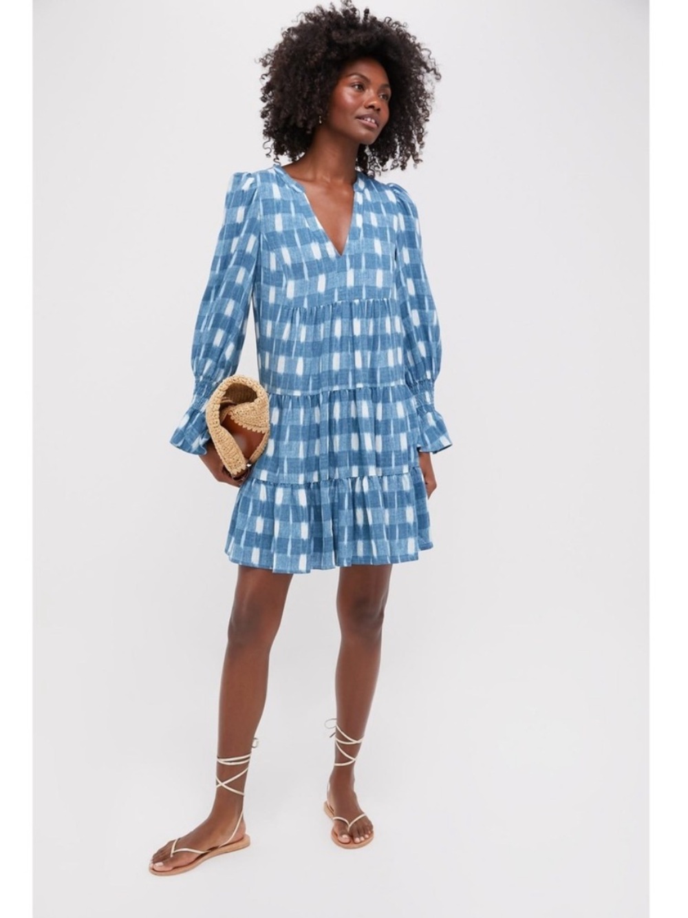 Tuckernuck Pomander Place • NWT Blue Ikat XL Tiered Long Sleeve Dress